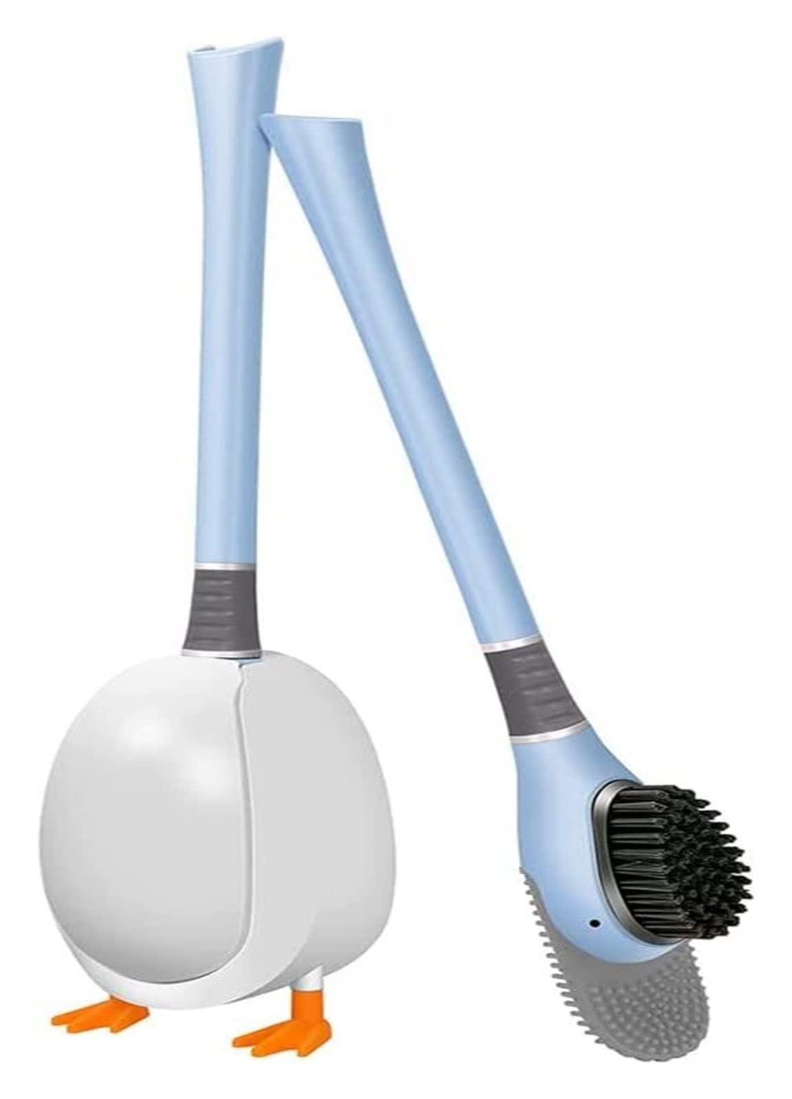 AIRFULToilet Duck, Cartoon Duck Toilet Brush and Holder Set Silicone Toilet Brush Set Bathroom Cleaning Kit