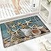 Produktbild ANNKOOT Badematte, rutschfest Waschbar Badezimmerteppich 60x100 cm,Seestern im Netz,,Badvorleger mit Wasserabsorbierenden, Weichen Mikrofasern für Badewanne, Dusche und Badezimmer