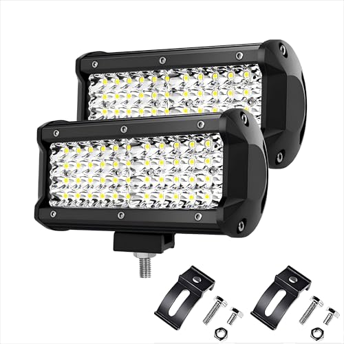 Boncak Faro da lavoro LED, 2 x 7 pollici 288W Barra led Trattore Auto,12v 24v,Faretto Faro Luci led,Off-road Fendinebbia Impermeabile Per Fuoristrada Moto SUV Camion