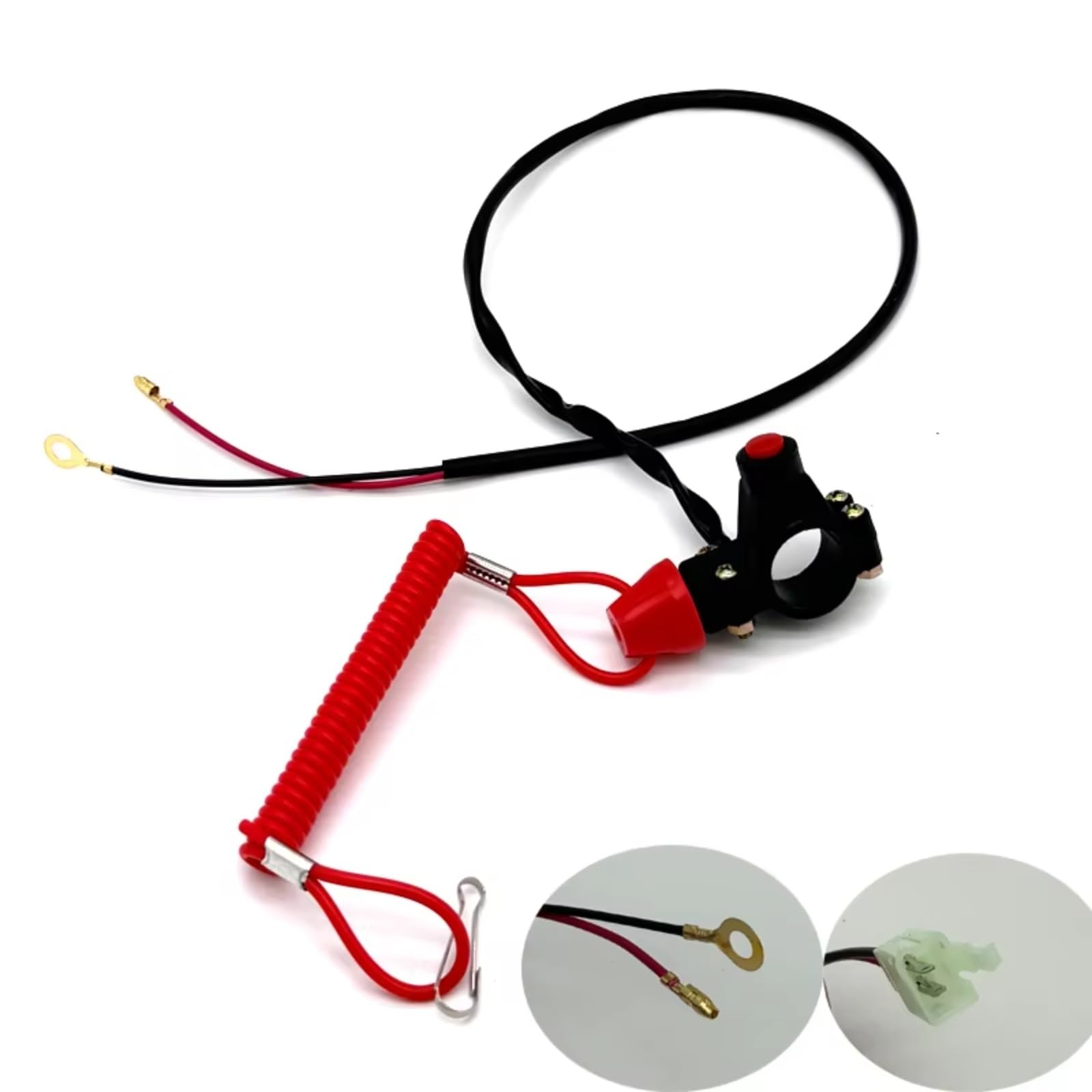 Motocicleta Interruptor de Encendido 22mm Interruptor De Parada De Emergencia Para Motocicleta Con Correa De Sujeción Para ATV De 49Cc Minimoto Quad ATV Piezas Y Accesorios De Motocicleta