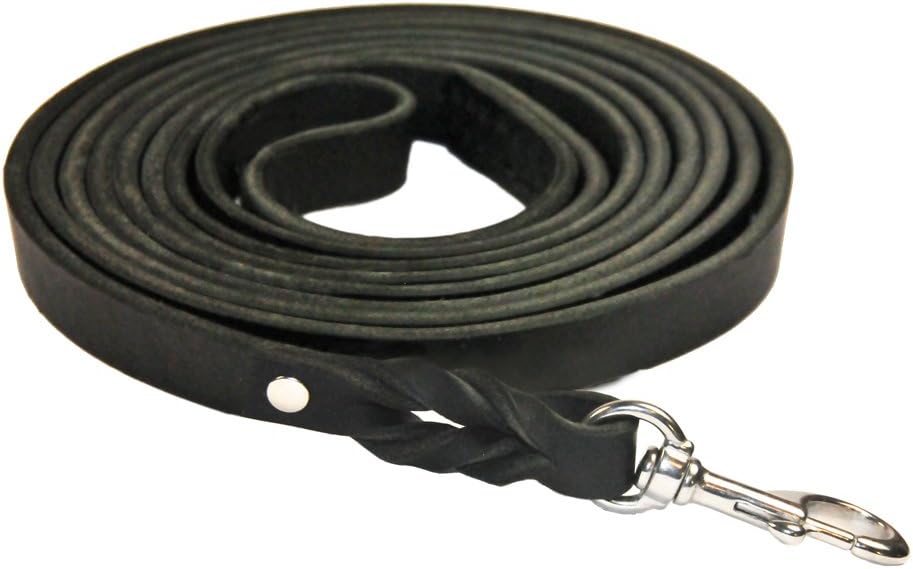 Dean & Tyler Track Dog Leash with Braided Ends, 45-Feet by 3/8-Inch with Steel Hardware, Black