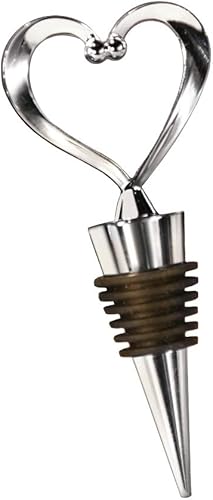 Fashioncraft Tapón decorativo para botella de vino con forma de corazón, de metal con tapón de goma reutilizable, para recuerdos de boda, fiesta,