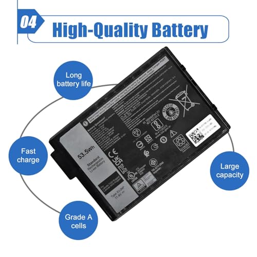 Image of 53.5Wh XVJNP Laptop Battery Replacement for Dell Latitude 5430 Rugged Extreme Latitude 7330 Rugged Extreme P148G P149G P148G001 P149G001 Series 451-BCWQ 6JRCP M0TN3 06JRCP 0M0TN3 KD1CT 11.4V 4457mAh