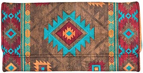 Binienty Custom Long Wallets for Women, Aztec Style Tribal Geometric Design Trifold Wallet Ladies Purses