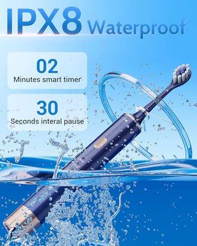 Image of Aneebart Electric Toothbrush for Adults, 2 Pack, Electric Toothbrush, USB Rechargeable Sonic Toothbrush with 12 Brush Heads, Smart Timer, 6 Modes, 2 Hours Quick Charge Lasts 30