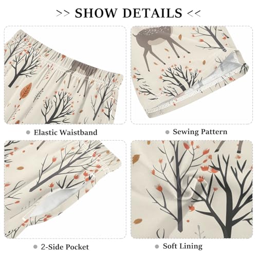 Deer with Tree Short Pajama Pants Bottoms Soft Sleepwear with Pockets3