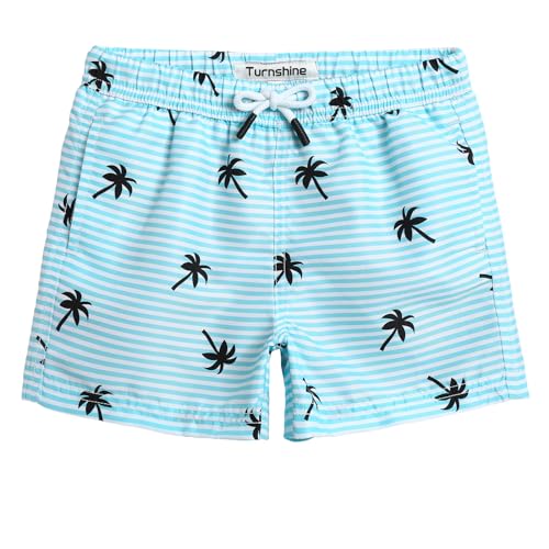 Turnshine Boys Swim Trunks Toddler Swim Shorts with Mesh Lining Quick Dry Board Shorts Kids Bathing Suits Swimwear for 2-16T Coconut Light Blue 2T