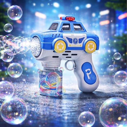 Image of VikriDA Kids School Bus Bubble Gun Toy - Automatic Bubble Blower Machine with Lights, 1 Bubble Solutions Included, Outdoor Toy for Boys & Girls