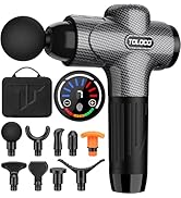 TOLOCO Massage Gun, Upgrade Deep Tissue Back Massager with 9 Replacement Heads, Percussion Massag...