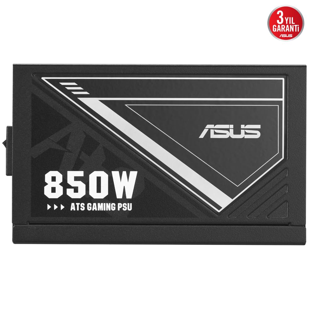 ASUS 850 W-ATS Gold Gaming zasilacz (certyfikat 80 Plus Gold, niskie ESR, wentylator z podwójnymi łożyskami kulkowymi, złącze zasilania procesora przyjazne dla majsterkowicza)