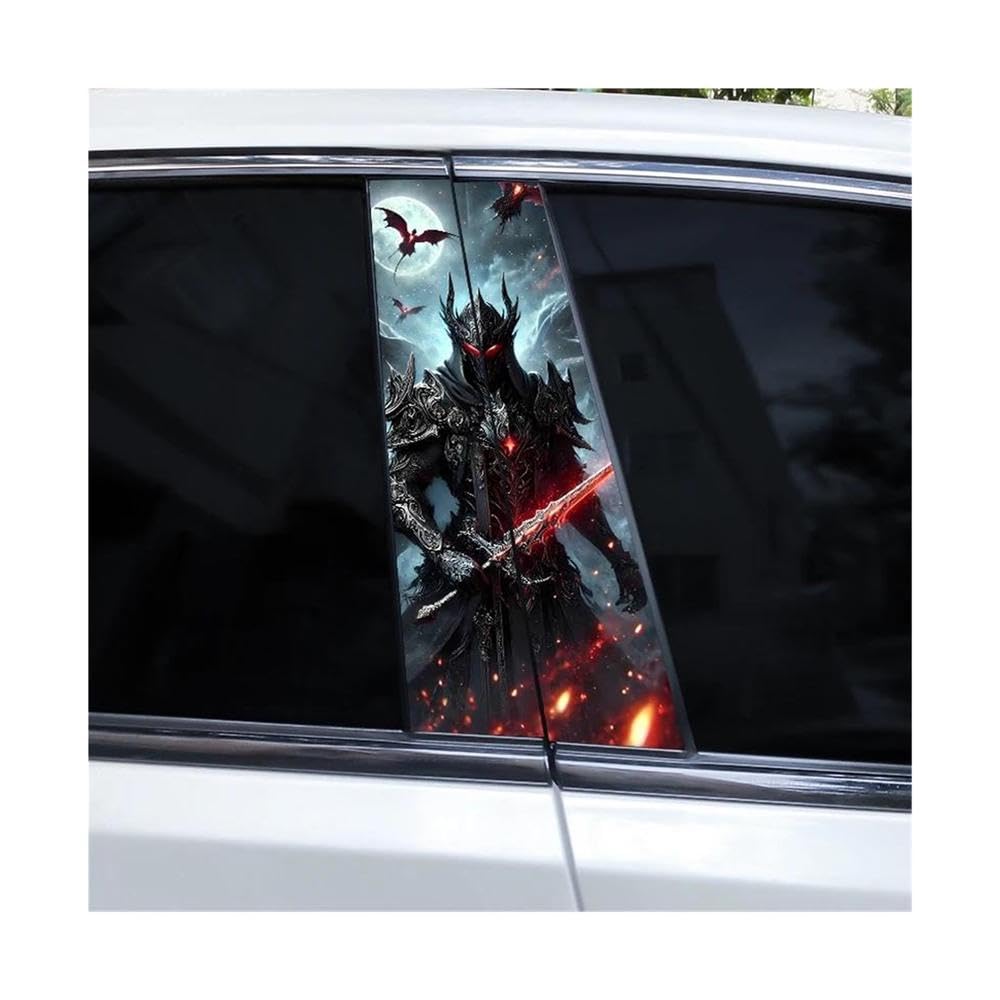Body Parts 2pcs Knight Warrior Skull Car B-Pillar Vinyl Sticker Waterproof DIY(L)