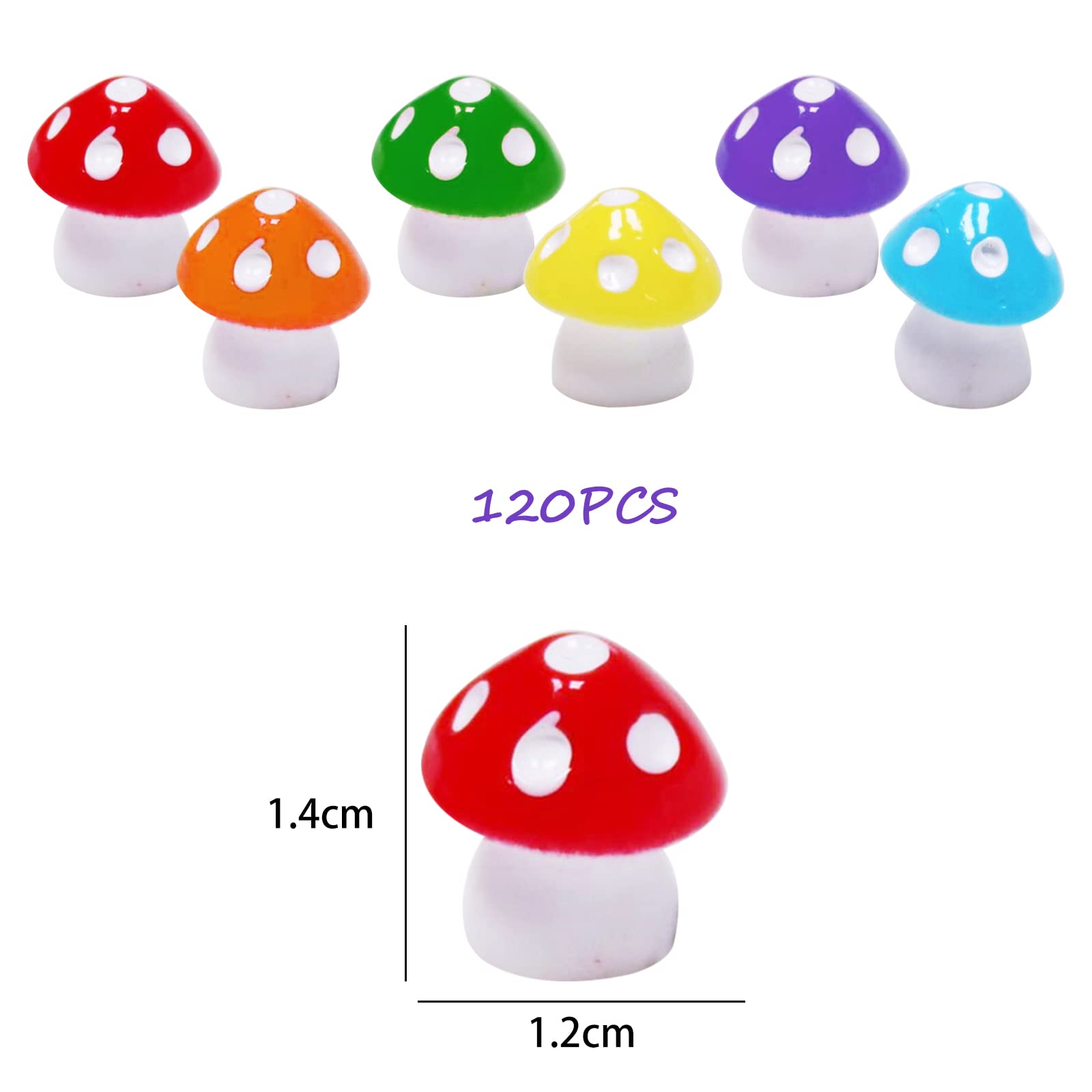 40 Mini Champignons En Résine – 8 Couleurs Pour Déco, Maison De Poupée Ou Aquarium