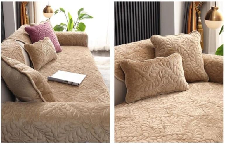 LUBOSE Velvet Sofa Covers, Washable Sofa Cover Protectors, Plush Sofa Covers, Sofa Protectors, Sofa Towels, Sofa Blankets(70x210cm, Light Brown A)