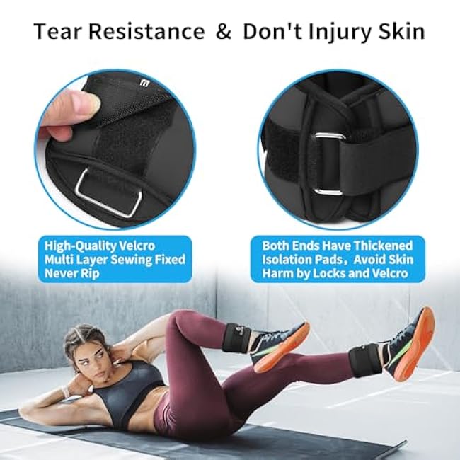 Ankle Weights for Women & Men - 0.5lb/1lb/2lb/3lb Pairs for Walking, Running, Yoga, Fitness - Premium Ice Silk Fabric - Comfortable, Durable & Tear Resistant