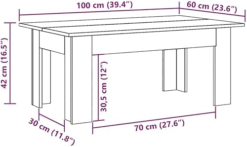 Miniatura 2 de Mesa de centro blanca de 39.4 x 23.6 x 16.5 pulgadas, mesas de madera de ingeniería para sala de estar, mesa de centro para sala de estar,