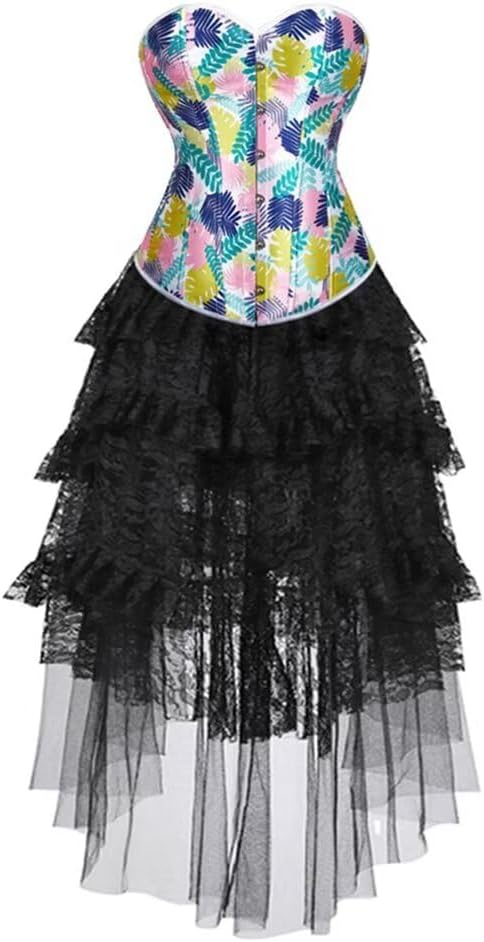 Hengzhifeng Women Princess Renaissance Overbust Corset Top with Tulle Skirt