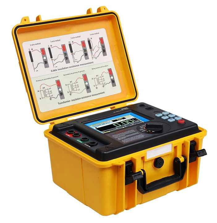 High Voltage Insulation Tester Meter 5KV Insulation Resistance Gauge Testers with Insulation Resistance Range 0.5MΩ～2TΩ Data Storage Function and USB Communication Interface