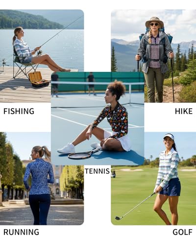Image of Soneven Womens Golf Shirts Moisture Wicking V Neck Long Sleeve Polo Shirts Collared Tops