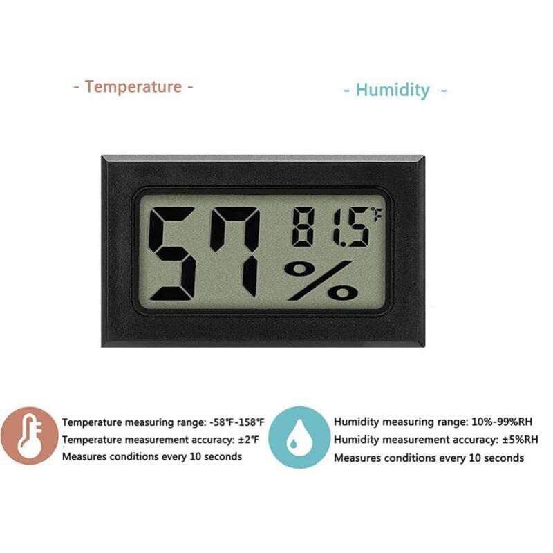 Wale&Morn Mini Hygrometer Thermometer Meter with Probe, Digital LCD Monitor with Fahrenheit for Reptile Incubator Brooders, Garden, Greenhouse, Cellar, Fridge, Mason Jar