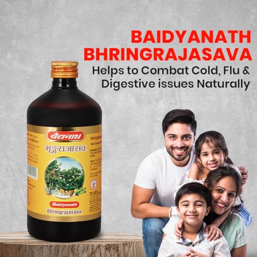 Image of Baidyanath Ayurved Bhringrajasava Syrup (450 Ml) | Helps to Manage Common Cold, Cough & Premature Greying of Hair | Maintains Overall Wellbeing | Pack of 2