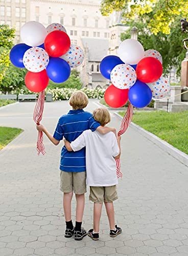 Moon Boat 115PCS Patriotic Decorations Star Latex Balloons - Red Blue White - Fourth of July Party Supplies - Thumbnail 5