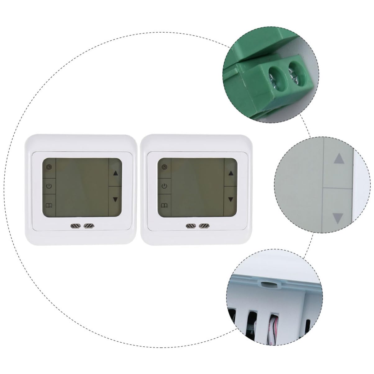 TEHAUX 2 Stück Programmierbare Digitale Thermostate mit Touchscreen Kunststoff Temperaturregler für Fußbodenheizung Großes LCD Display 6 Zeiträume Stromausfallsicher Raumheizungsteuerung