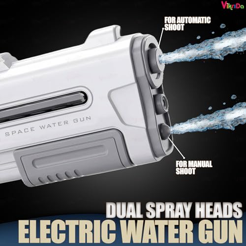 Image of VikriDa Electric Water Blaster with Dual Spray Head & Free Rechargeable Battery Automatic and Manual High Power Shooting Modes Outdoor Summer Toy for Pool,Beach & Backyard Water Fun - Multicolor
