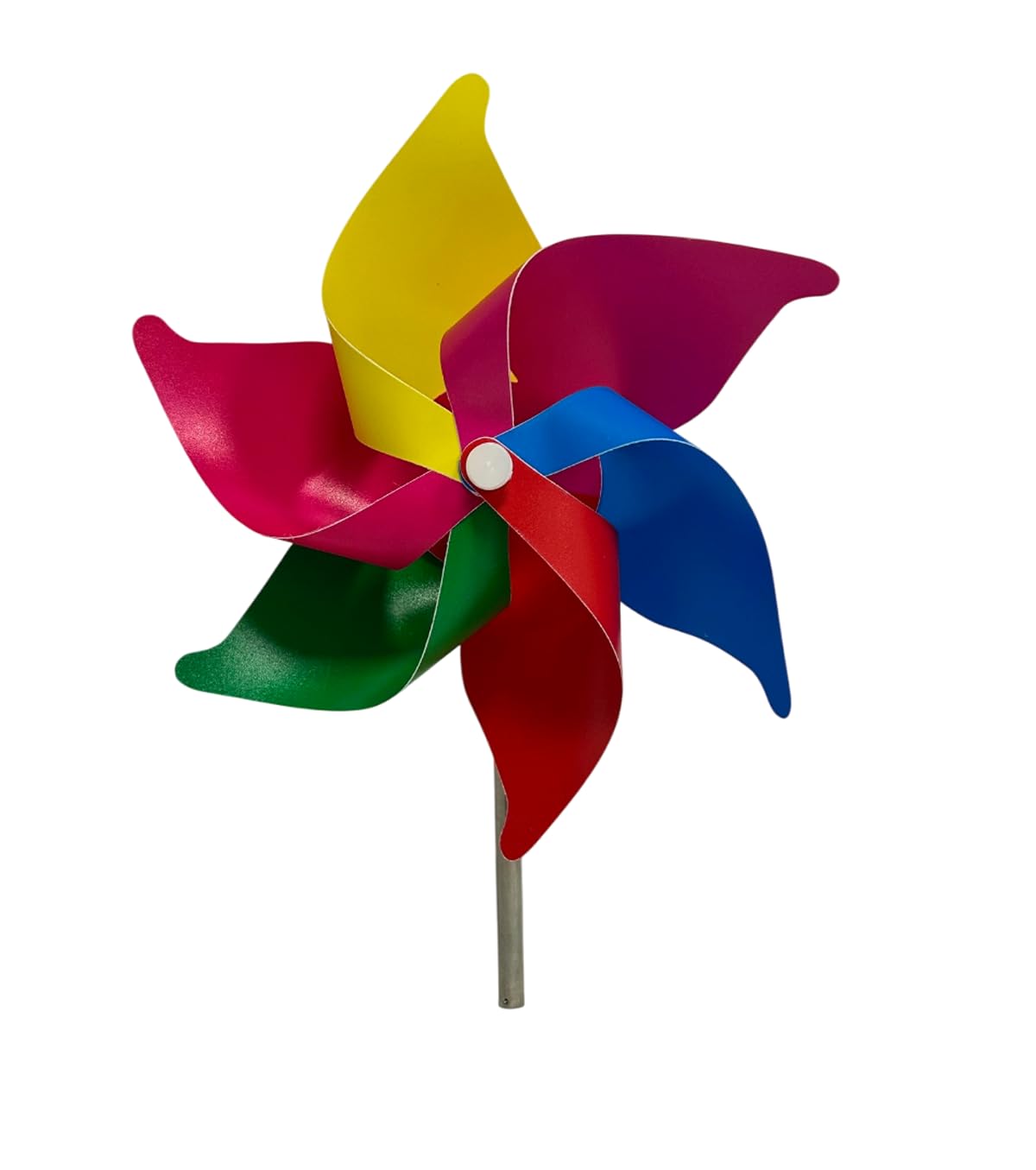 Molinillo de viento generico para jardín, 20 cm de diámetro, extensible hasta 72 cm, metal, colores arcoíris, resistente