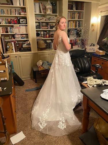 Beyonddress Trouwjurk met kant voor dames, lange, elegante bruidsjurk met applicaties, bruidsmode - Afbeelding 6