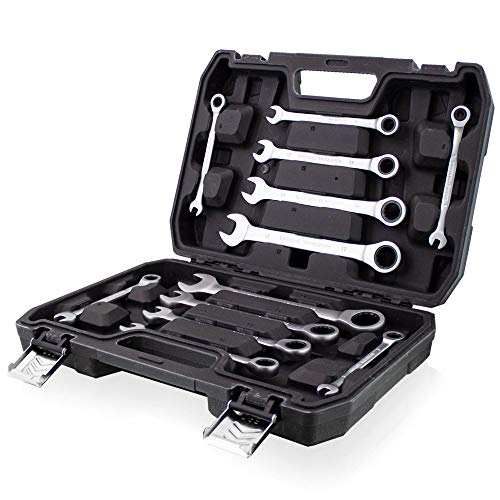 BITUXX® 12 Teiliges Ratschenringschlüssel Ringschlüssel Maulschlüssel Gabelschlüssel Ratschen Knarren Schlüssel Werkzeug Set 72 Zähne/Größen 6 mm bis 19 mm