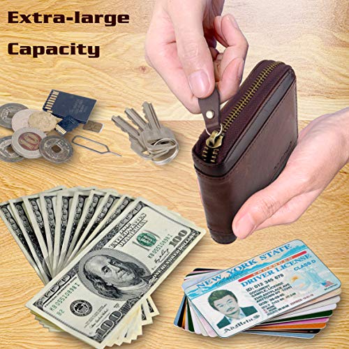 Admetus Mens RFID Blocking Wallets Zipper Leather Wallet for Men Bifold RFID Card Holder3