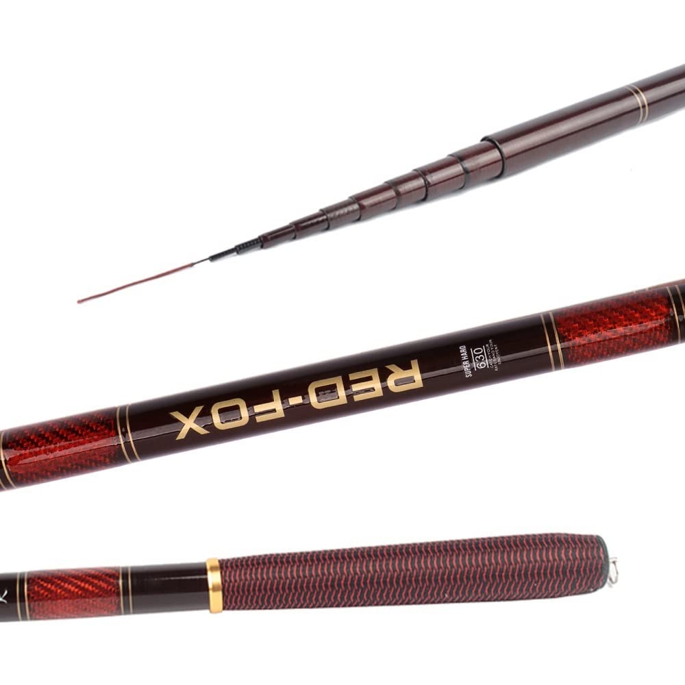 Canna da Pesca 3,0-7,2 m di Pesca a Flusso di Pesca in Fibra di Carbonio Canna da Pesca telescopica Ultra Leggera Tackle della Canna da Pesca da Pesca canne da Pesca(3.6m)