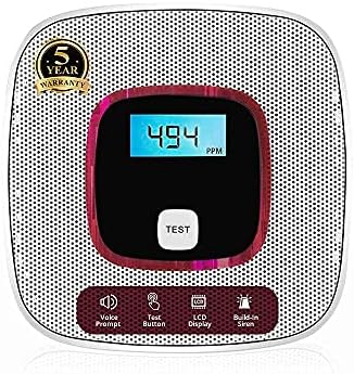 Carbon Monoxide Alarm Detector - with Digital LCD Display and Voice Warning Battery powered