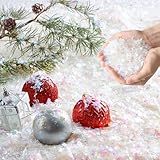 JOYIN 3 Unzen /85g weihnachtlicher Blinkender Kunstschnee, künstliche trockene weiße Kunststoffschneeflocken, Flockenschneepulverfüller für Weihnachtsbaumdekoration, Basteln zu Hause, Weihnachtsfeier