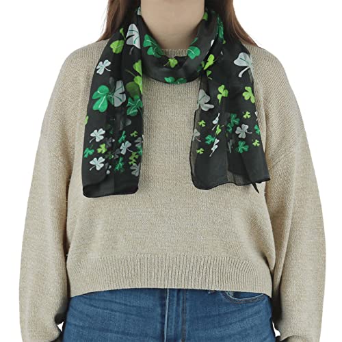 CTM Women's St. Patrick's Day Clover Print Holiday Lightweight Scarf3