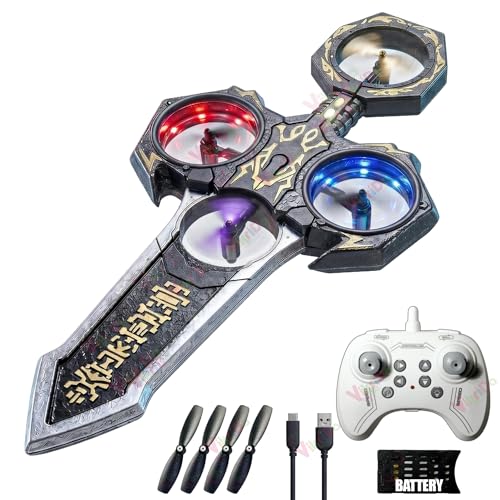 Image of VikriDA Double-Sided Spinning Anime Katana Sword Drone Toy with 1 Powerful Battery, RGB LED Light Spin Sword-Edge Lightsaber for Kids & Adults