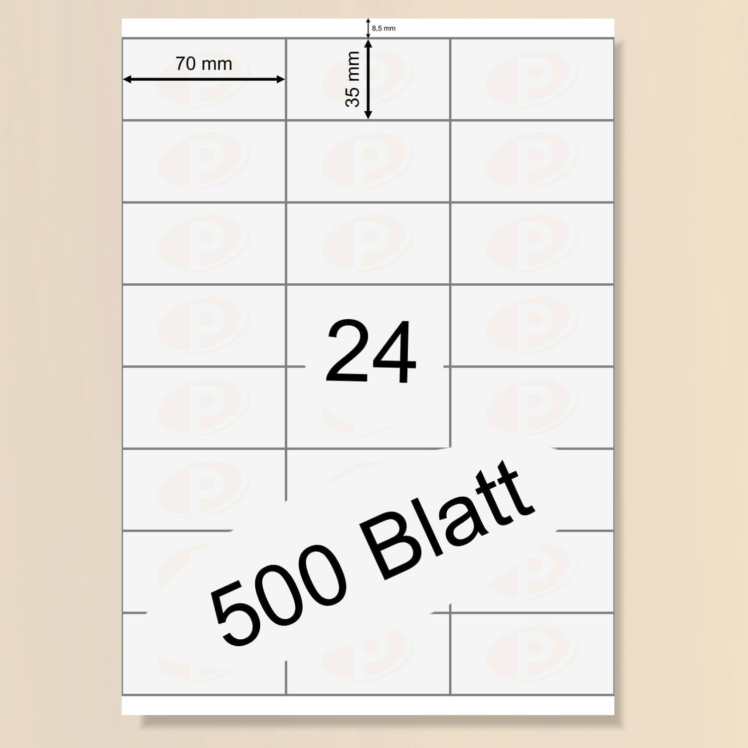 Printation Etiketten 70 x 35 mm - 12000 Adressetiketten selbstklebend bedruckbar weiß 70x35-500 DIN A4 Bogen BigPack zu 3x8 / 24 Klebeetiketten/Adressaufkleber pro Blatt - Internetmarke 4429 3422