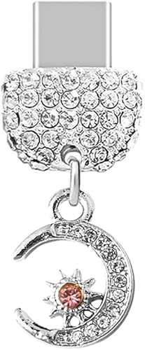 ELISE & FONDA TP219 Tipo-C Puerto de carga USB Crystal Anti Dust Plug Tiny Moon and Star Cell Phone Charm para Samsung GalaxyOnePlusXiaomioppo
