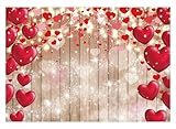 Allenjoy 82' x 59' Valentine's Day Photography Backdrop Rustic Wood Glitter Lights Red Love Heart Background for Mother's Day Wedding Bridal Shower Party Decor Banner Portrait Photo Studio Props