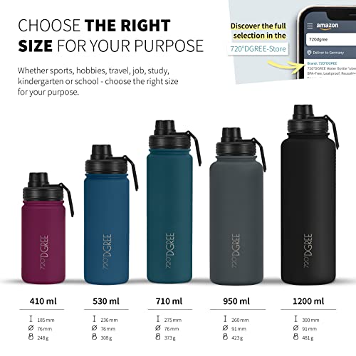 720°DGREE Vaccum Insulated Water Bottle “noLimit“, 1200ml, Leakproof, BPA-Free, Thermo Stainless Steel Flask - Image 3