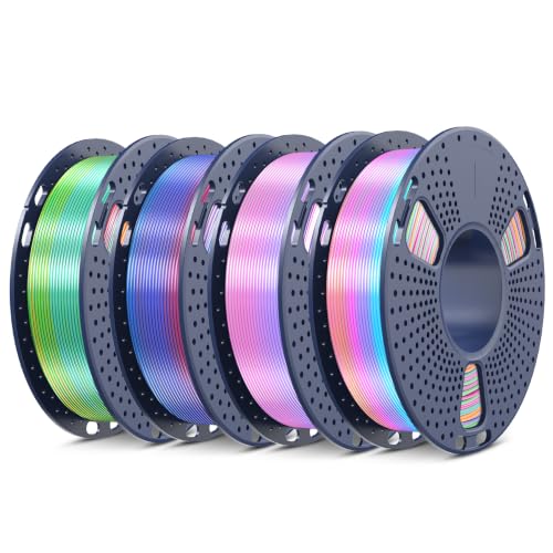 Image of SUNLU 0.25KG Rainbow Silk Filament Bundle,1kg in Total, (Rainbow 01-04) | Multicolor Gradient 3D Filament, Shiny Silk 3D Printer Filament 1.75mm ±0.02mm, Individually Vacuum Packed, 4 Pack