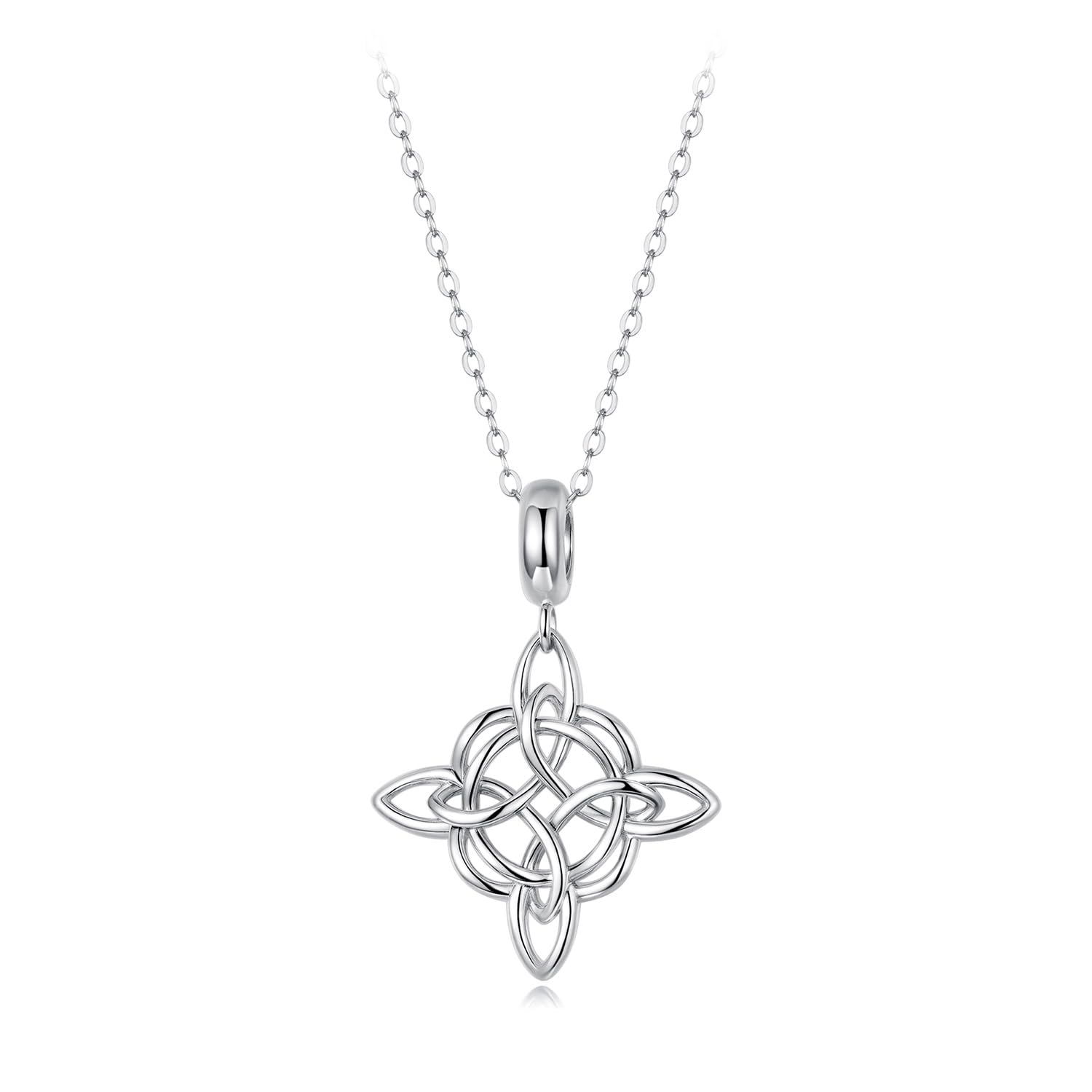 Collar de plata de ley 925 con nudo celta triangular para mujer