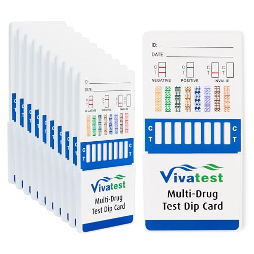 VivaTest - Kit de prueba de drogas en orina 8 en 1 - 10 pruebas - Detecta cocaína, opiáceos, metanfetamina, anfetamina, THC, benzodiacepinas, metadona, MDMA - Prueba precisa de drogas caseras
