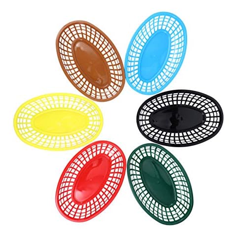 Cabilock Juego de 6 cestas ovaladas reutilizables de plástico para servir alimentos Cover