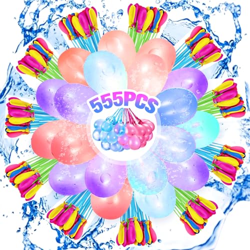 Axinyijia Balões de água de 555 peças que fecham sozinhos, balões de bombas de água coloridas, enchimento rápido de água balões para piscinas praias