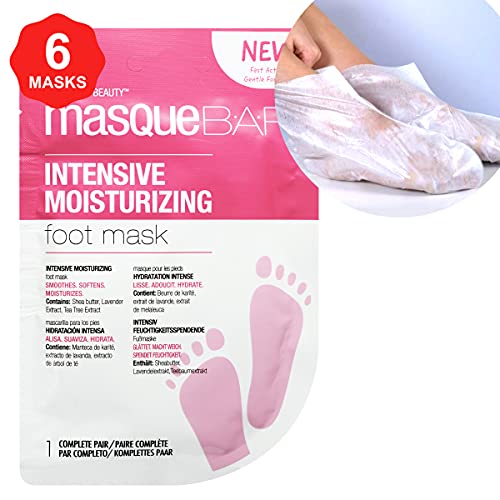 masque BAR Foot Mask Intensive Moisturizing (6 Pack) â€” Korean Foot Skin Care Treatment â€” Exfoliant to Peel Away Dead and Rough Skin â€” Repair Dry, Cracked, Calloused Feet and Heels â€” Relieves Stress