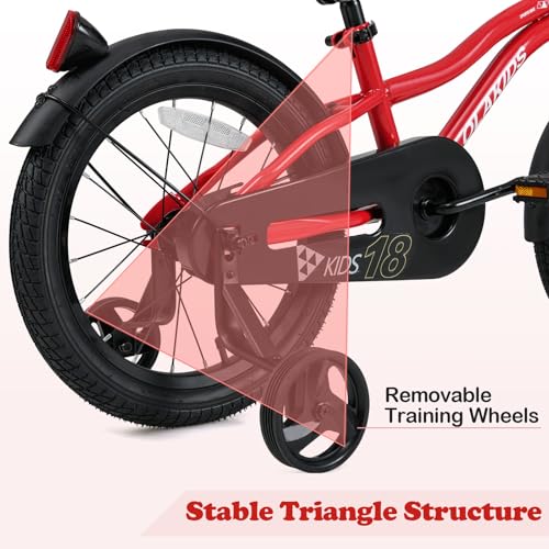 Image of Olakids Kids Bike, 12 14 16 18 Inch Toddlers Bike with Training Wheels Safety Bell Adjustable Seat and Handlebar, Handbrake and Coaster Brake, Children's Bicycle for Boys Girls
