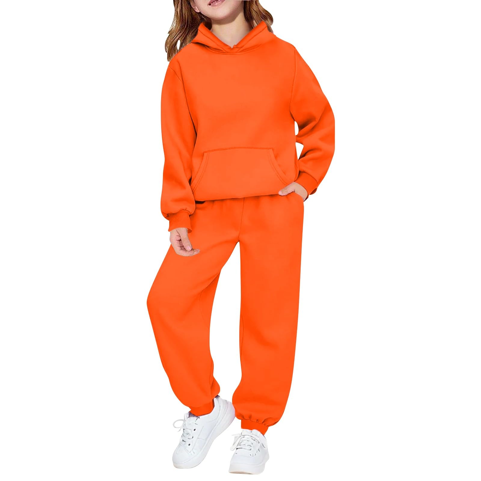 Conjunto de chándal para niñas, sudadera de manga larga y pantalones deportivos de 2 piezas, conjuntos de sudadera con capucha y pantalones deportivos para la escuela