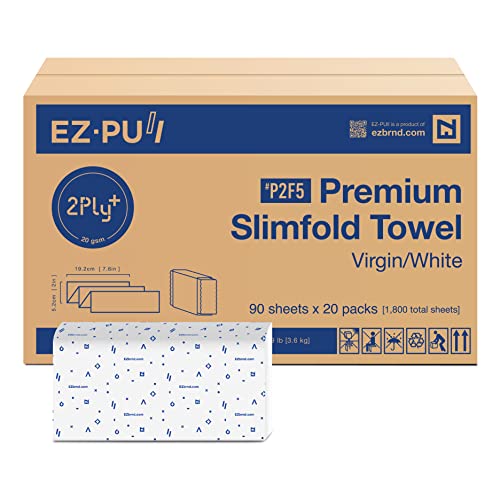 Image of EZbrnd Premium Soft 2ply+ SLIMFOLD Paper Towels, 90 sheets x 20 pk, P2F5 (04442)