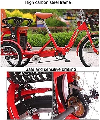 Triciclo para adultos plegable, con cesta grande, manillar y asiento ajustables, ideal para personas mayores, mujeres y hombres miniatura 6